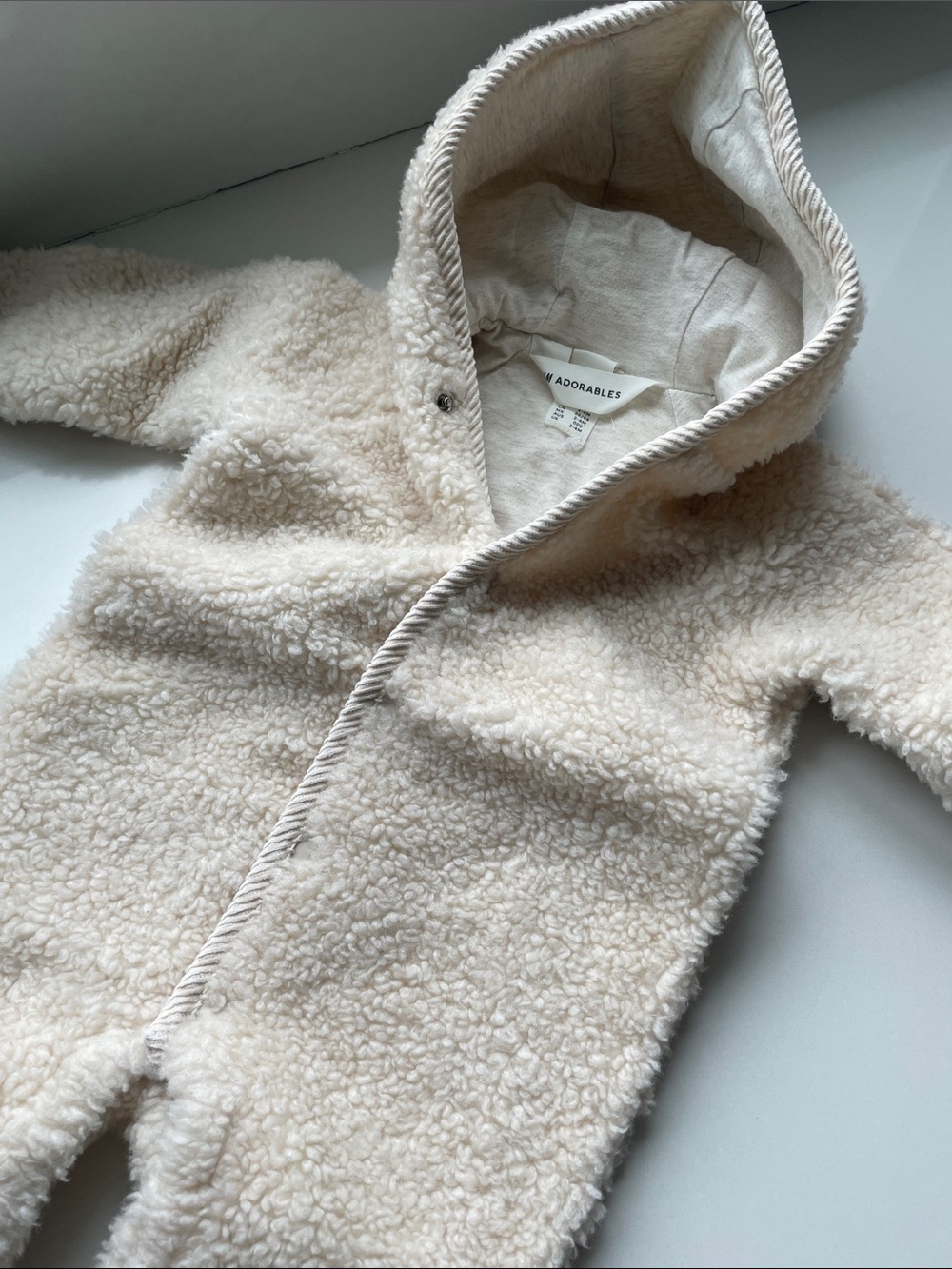 H&M Adorables Cream Sherpa Hooded One-Piece for Kids outerwear Size 3 Months